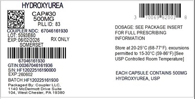 Label (70069 820 01 Hydoxyurea 500mg 67046 1619 30)